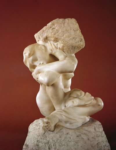 石のあるカリヤーチド、1881-82（大理石） 作： Auguste Rodin